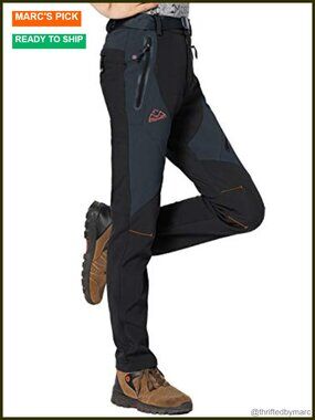 Women's Waterproof Insulated Fleece Lined Snow Pants with Zipper Pockets